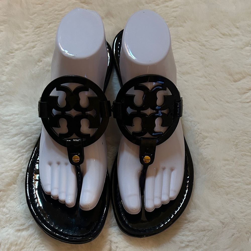 Tory Burch miller patent Black Sandals